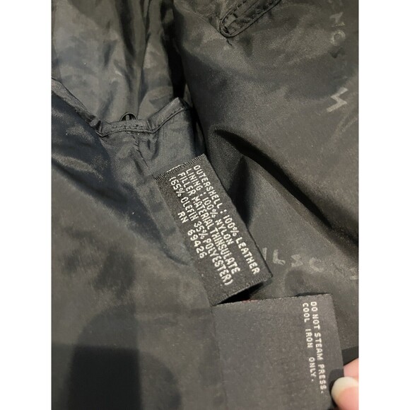 Vintage Wilsons Leather Jacket Black Floral Paisley Tie Waist cropped size small - Picture 7 of 12